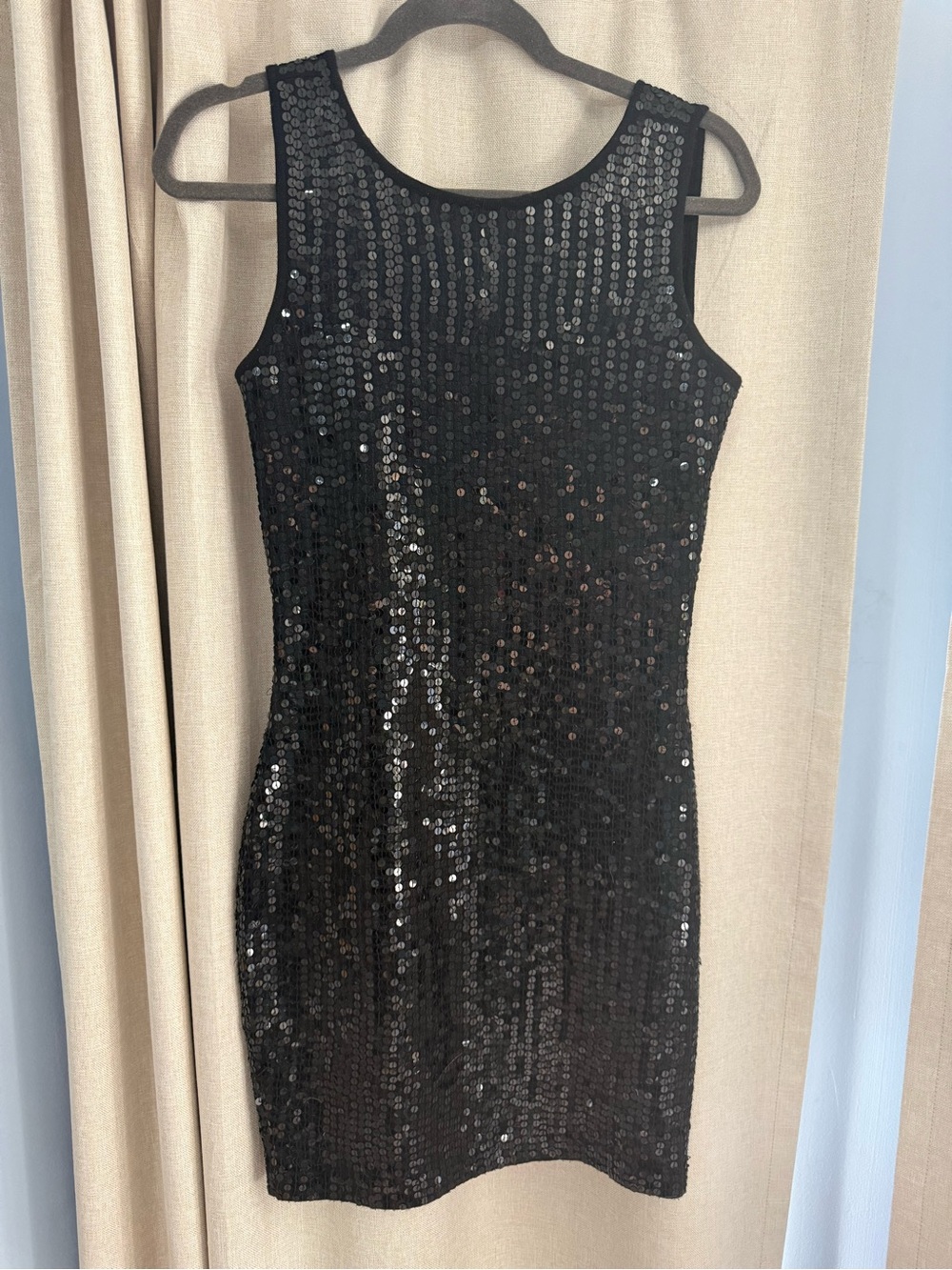 Black Sequin Sleeveless Party Dress Vintage